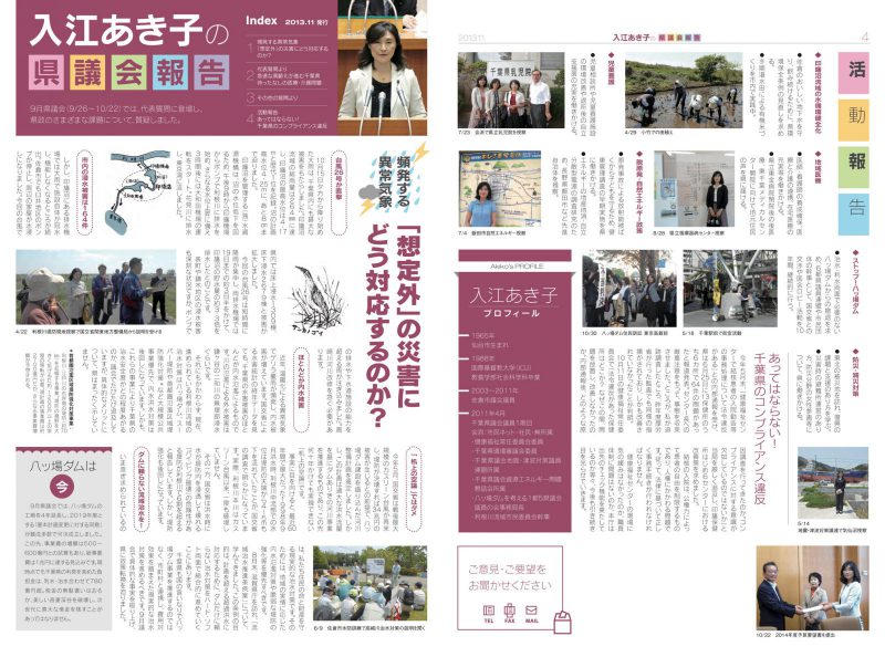 入江あき子の県議会報告 2013年11月発行