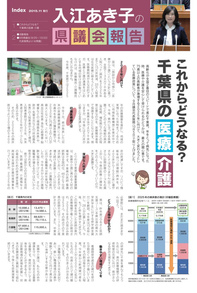 入江あき子の県議会報告 2015年11月発行